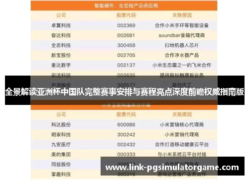 全景解读亚洲杯中国队完整赛事安排与赛程亮点深度前瞻权威指南版